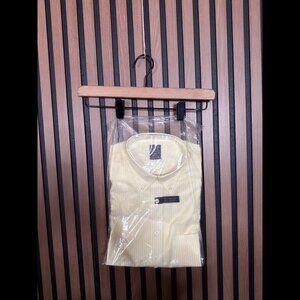 New Joseph & Feiss Dress Shirt 16 34 / 35 Yellow Oxford 80s 2Ply Cotton Non Iron